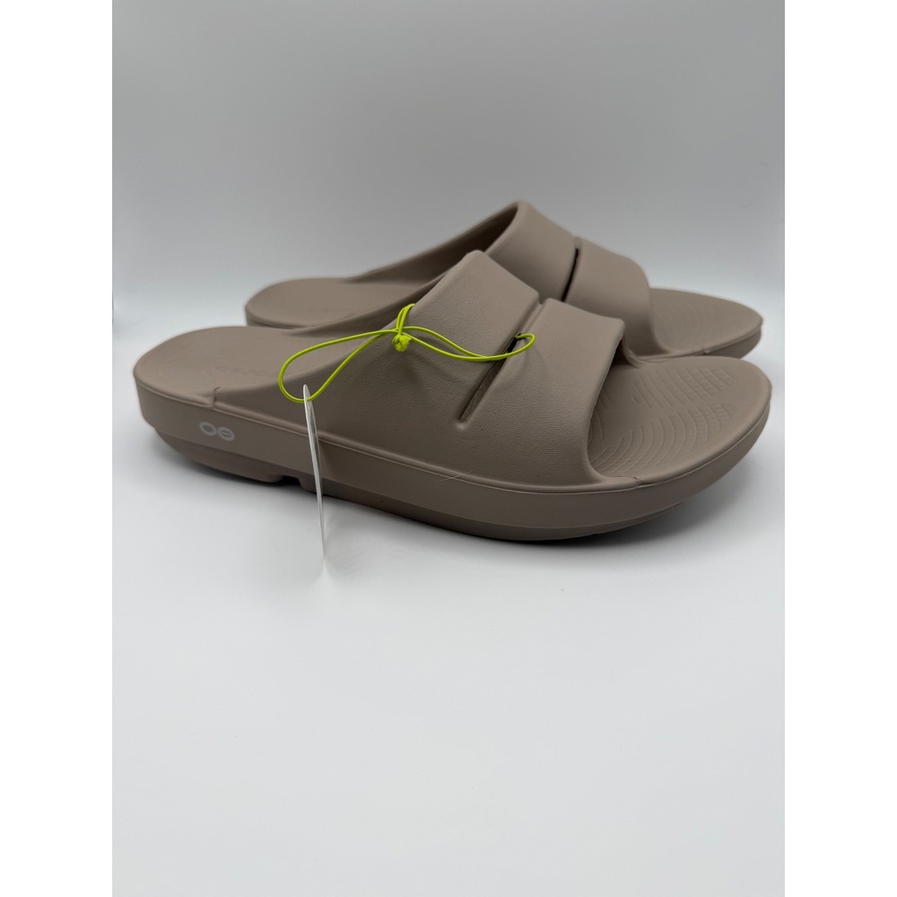 OOFOS OOahh Sport Slide Sandals Nomad Tan M10 W12 1100 Unisex Recovery Shoes